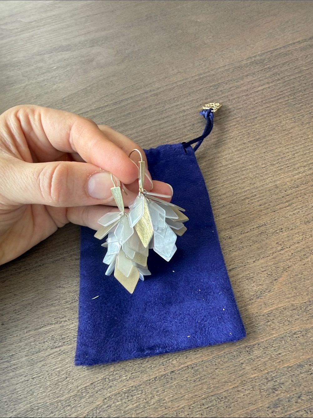 Kendra Scott Layered Leaf Drop Earrings in Silver and Gold